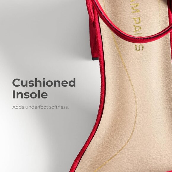 Dream Pairs Women's Red Suede Chunky Block Heel Ankle Strap Sandals Shoes - Picture 5 of 8